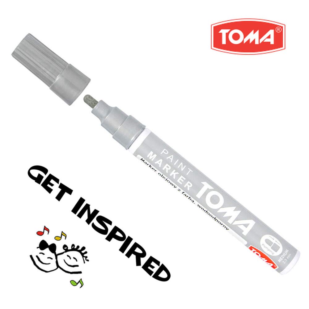 Silver Oil-Based Paint Marker Pen Permanent - 2.5mm Round Tip, Fast-Drying Waterproof Ink - Universal for All Surfaces