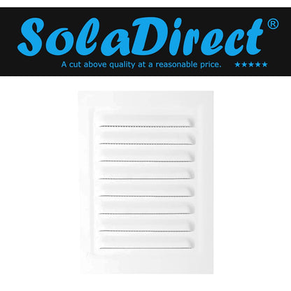 100 mm x 140 mm White Metal Air Vent Grille with Fly Screen Ventilation Duct Cover with Flange