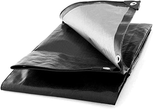 3 x 4 m Heavy-Duty Tarpaulin Cover - Black 235GSM - Waterproof, Frost-Resistant, UV Protection, Multipurpose, Groundsheet