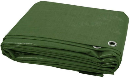 5 x 6 m Tarpaulin Cover - Green 90GSM - Waterproof, Frost-Resistant, UV Protection, Multipurpose, Groundsheet