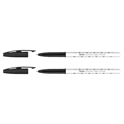 Ballpoint Pens, Smudge Free Ballpoint Pens, Extra Fine Point 0.5 mm, Ideal for School, Office, Everyday Use (Black, 2 Pens)