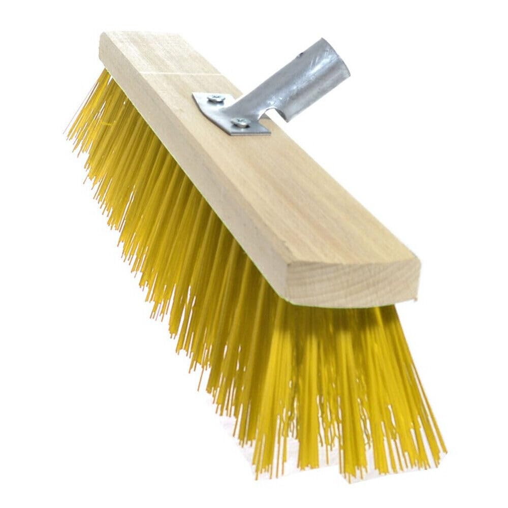 Heavy Duty Garden Broom Head, Outdoor 24" Synthetic Hard Bristle Sweeping Brush for Cleaning Gardens, Yards, Patios (Yellow)