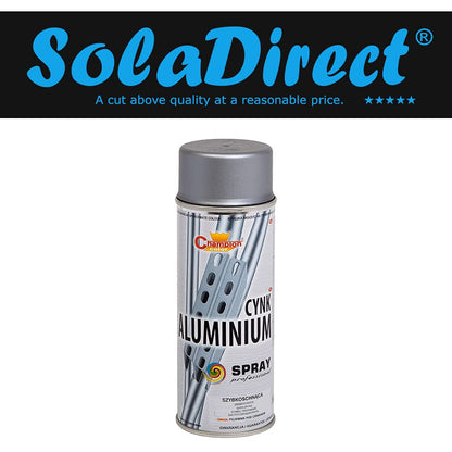 400 mL Zinc Aluminium Spray Paint for Galvanised Steel - Protective and Renovation Coating with Metallic Finish - for Gutters, Roofs, Sills, Fences, Pipes, Steelwork, Suitable for Dry Indoor Areas