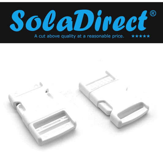 Side Release Buckles Clips for 25 mm / 1 in Webbing, Luggage, Back Pack / Rucksack, Straps (White, 2 pieces)