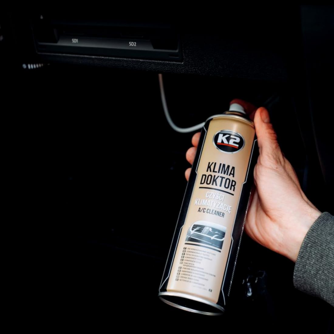 K2 Air Con Cleaner & Freshener Bundle - 500ml Foam & FRESH Lemon 150ml Bomb - Odour Eliminator for Car Air Conditioning