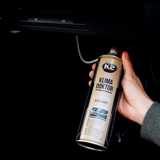 K2 Air Con Cleaner & Freshener Bundle - 500ml Foam & FRESH Lemon 150ml Bomb - Odour Eliminator for Car Air Conditioning