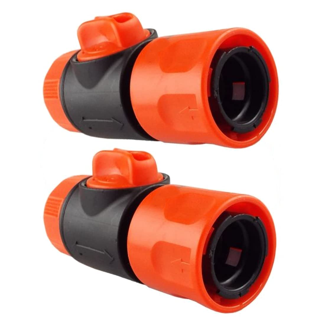 Female In-Line Hose Connector with Built-in Valve for Join Garden Hose Pipe Tube Male and Female Connector Extender (Pack of 2)