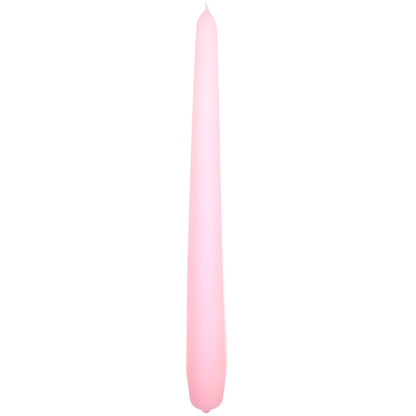 Tapered Dinner Candles, Pack of 10, Unscented, Long Burning Time, 24 cm / 19.45" (Rosy, Matt)