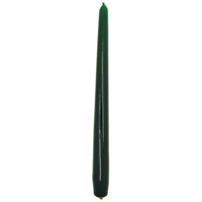 Tapered Dinner Candles, Pack of 10, Unscented, Long Burning Time, 24 cm / 19.45" (Forest Green, Varnished)