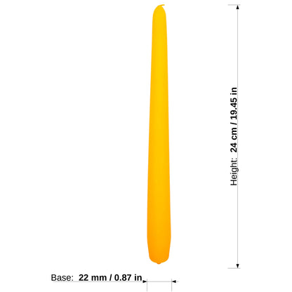 Tapered Dinner Candles, Pack of 10, Unscented, Long Burning Time, 24 cm / 19.45" (Orange, Matt)