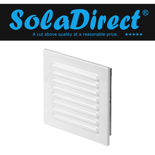 140 mm x 140 mm White Metal Air Vent Grille with Fly Screen Ventilation Duct Cover with Flange