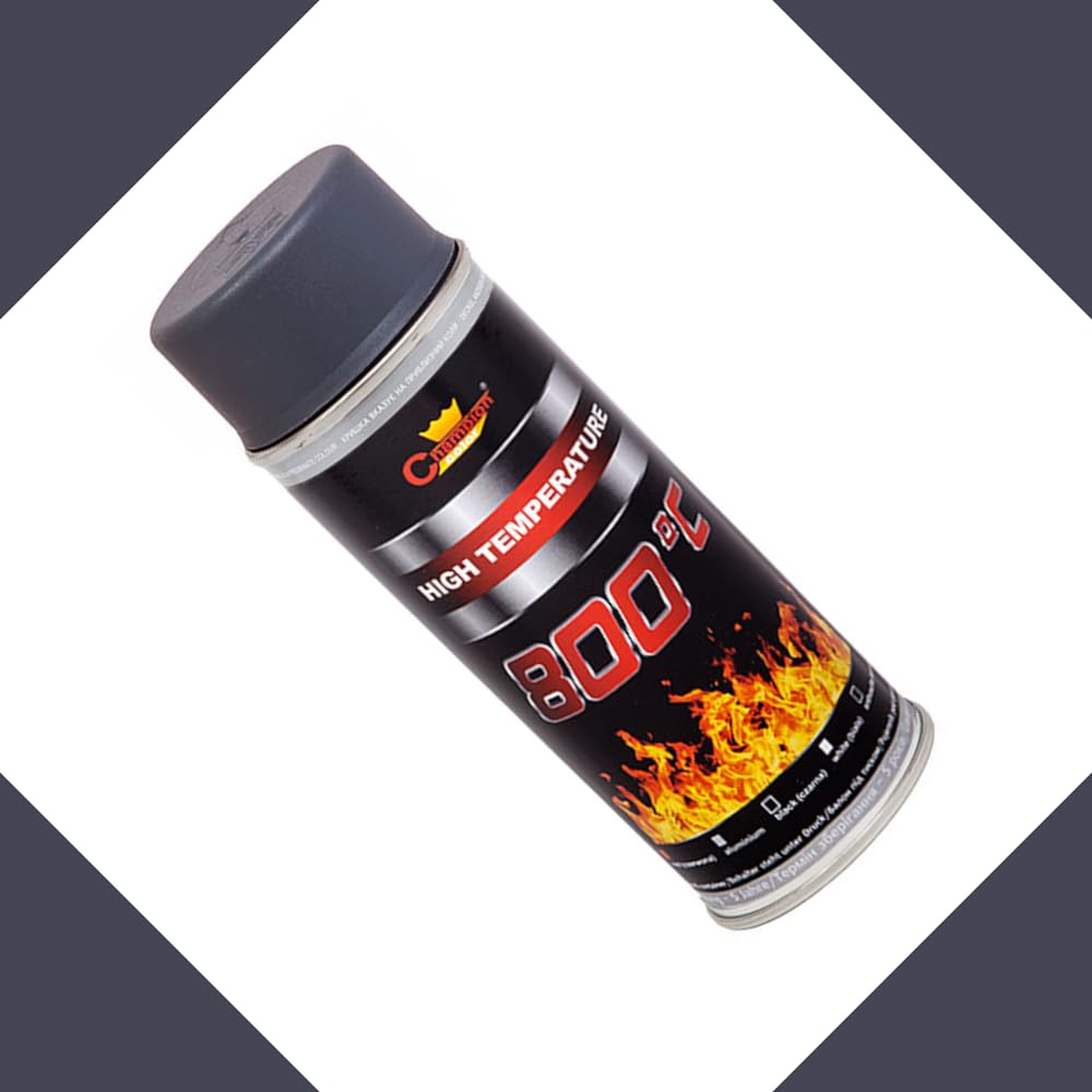 2 x 400 mL Grey Anthracite Heat-Resistant Enamel Paint Silicone-Based Up to 800 C - High Temperature Metal Coating