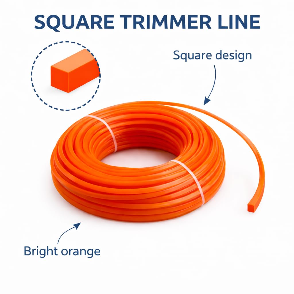 15 metres of Strong SQUARE Strimmer Brush Cutter Line (2.0 mm)
