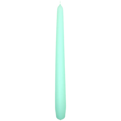 Tapered Dinner Candles, Pack of 10, Unscented, Long Burning Time, 24 cm / 19.45" (Fresh Mint, Matt)