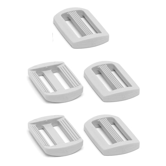 3 Bar Tri Glide Sliders Buckles Fasteners for 25 mm / 1 in Webbing Strap, Backpack, Bag - White, Plastic (Pack of 5)