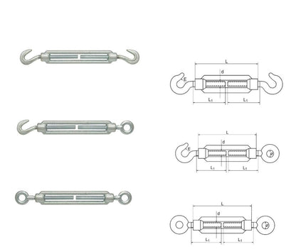 5 pcs of M6 Eye - Eye Turnbuckle Tensioner for Wire Tension Garden Rope Hooks Cable Garden Support Wire Turnbuckle Strainer
