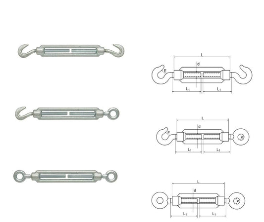 1 pcs of M6 Eye - Eye Turnbuckle Tensioner for Wire Tension Garden Rope Hooks Cable Garden Support Wire Turnbuckle Strainer