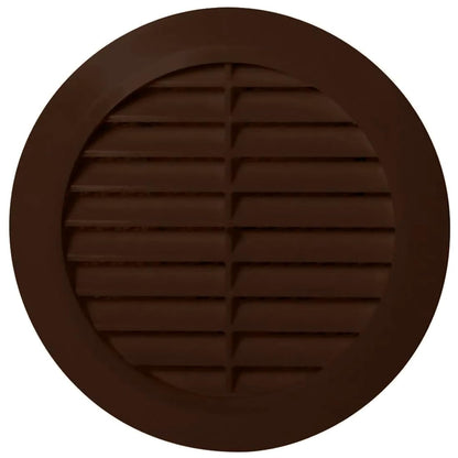 Brown Louvred Wall Vent Grille with Flyscreen for 100 mm / 4" Round Wall Outlet - Air Ventilation Duct Cover with Flange