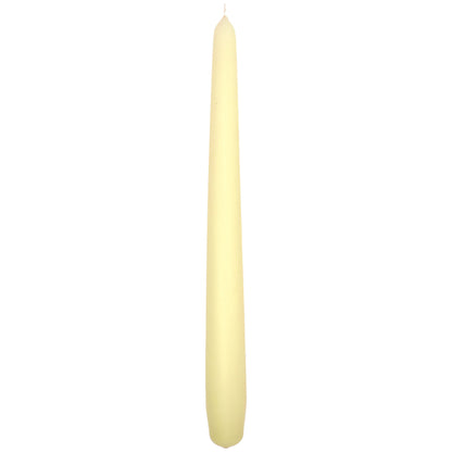 Tapered Dinner Candles, Pack of 10, Unscented, Long Burning Time, 24 cm / 19.45" (Ecru, Matt)