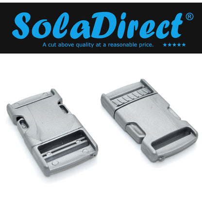 Side Release Buckles Clips for 25 mm / 1 in Webbing, Luggage, Back Pack / Rucksack, Straps (Grey, 10 pieces)