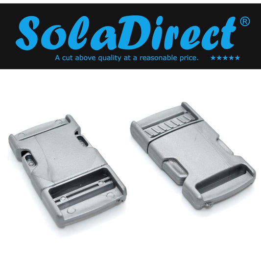 Side Release Buckles Clips for 25 mm / 1 in Webbing, Luggage, Back Pack / Rucksack, Straps (Grey, 10 pieces)