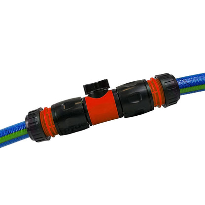 In-Line Shut-Off Valve for Join Garden Hose Pipe Tube, Double Male Connector Valve Extender & Hose Connectors (Red, Pack of 2)