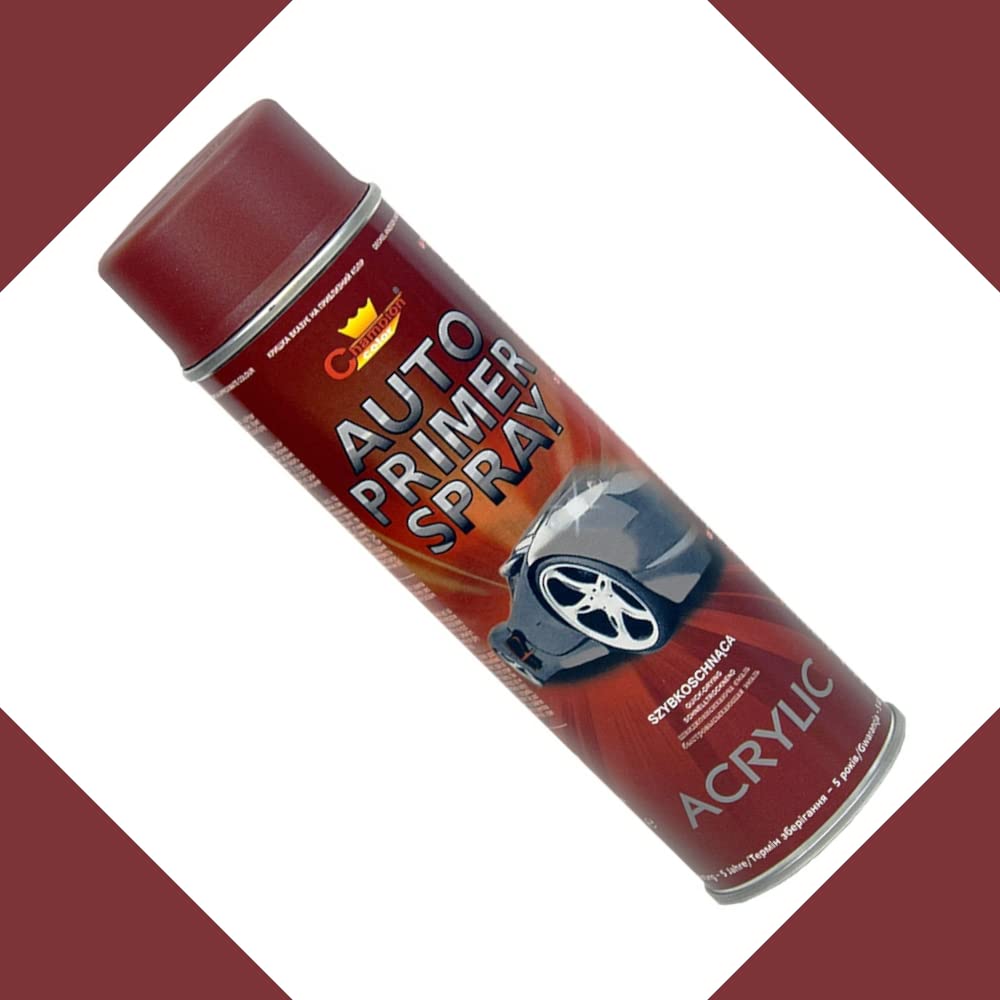 500 mL Red Acrylic Auto Primer Spray - Anti-Corrosion Undercoat for Steel and Cast Iron - for Car Body Panels, Alloy Wheels, Hub Caps and Metal Parts, Fast Drying, Hard and Flexible Base Coat
