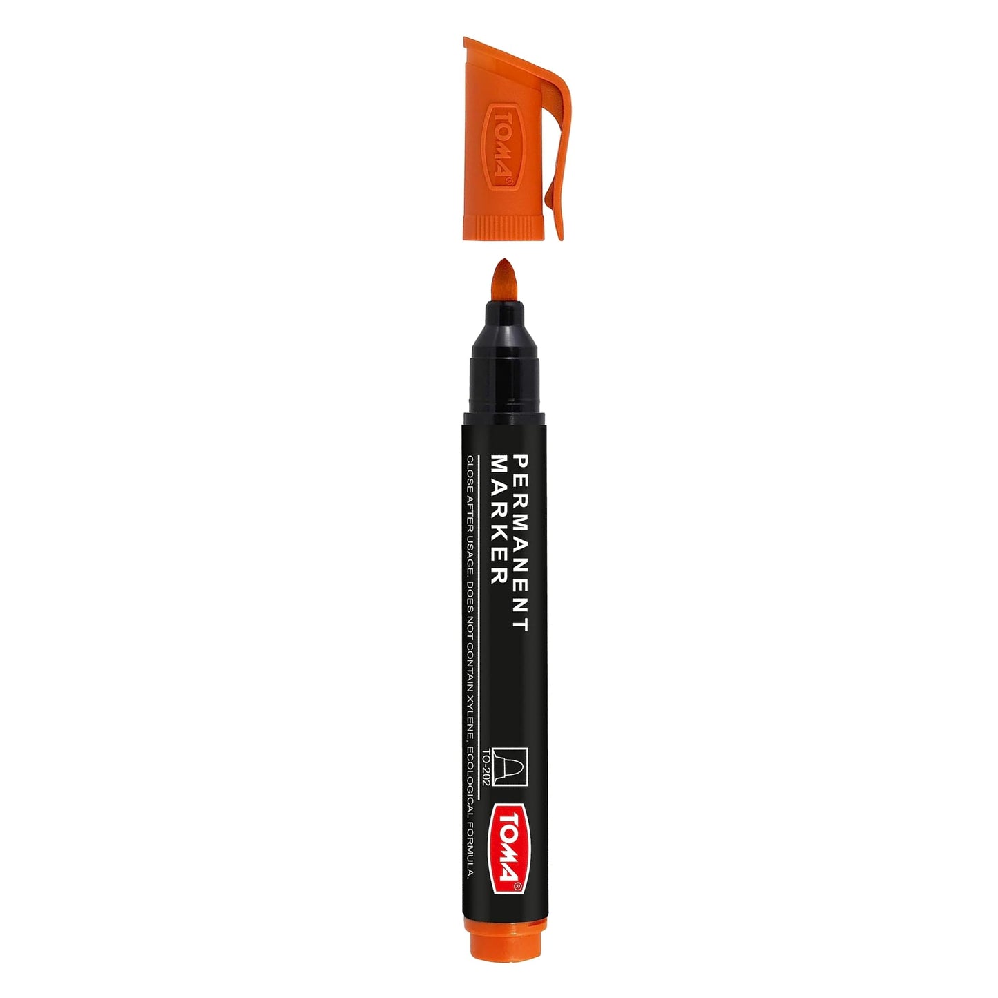 Orange Permanent Marker Pen - Waterproof 2.0 mm Fibre Tip - Durable Writing Marker for Cardboard, Plastic, Metal, Glass, Wood