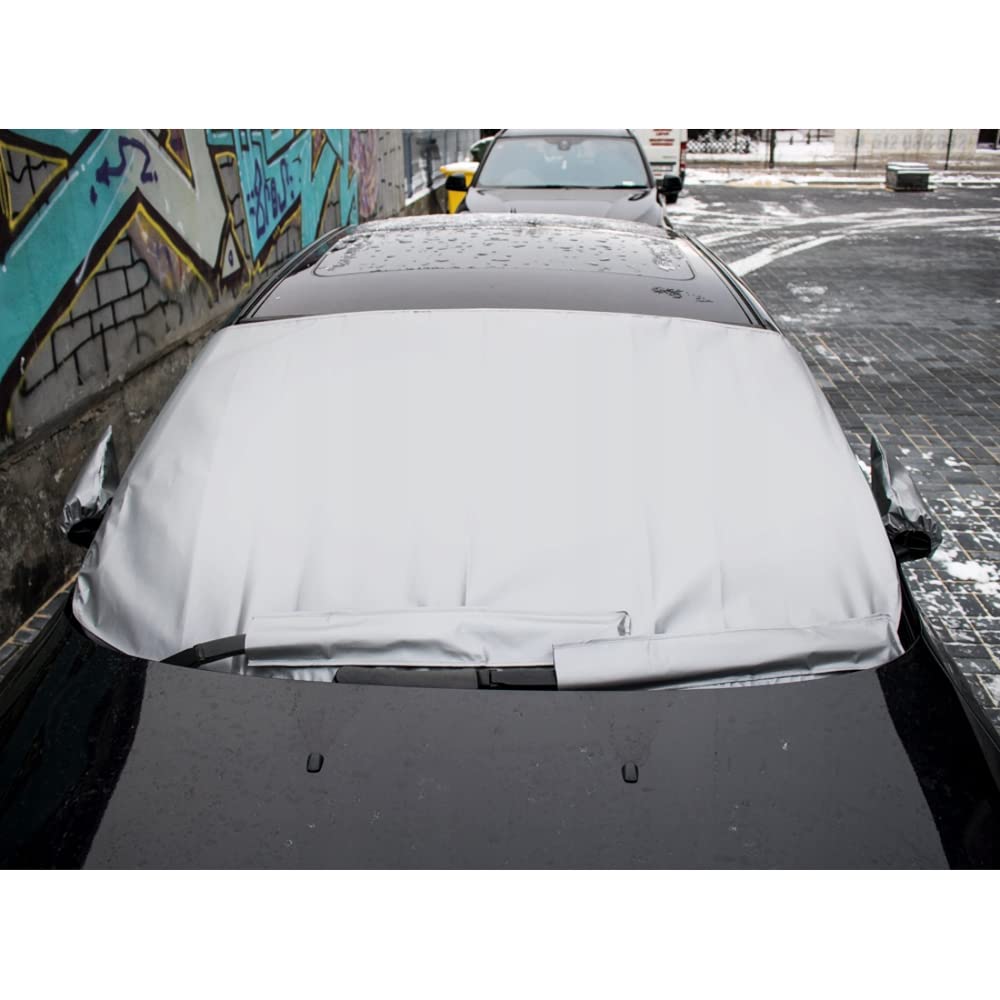 Set of Anti Snow Anti Frost Protection Covers for Car Wing Mirrors and Wiper Blades (Grey)