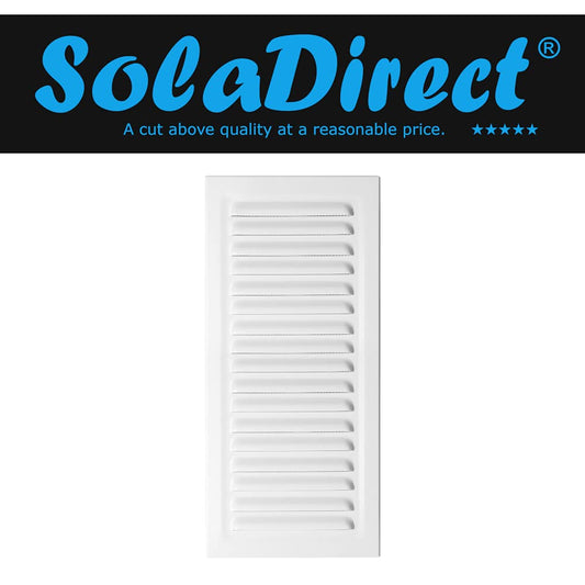 100 mm x 250 mm White Metal Air Vent Grille with Fly Screen Ventilation Duct Cover with Flange