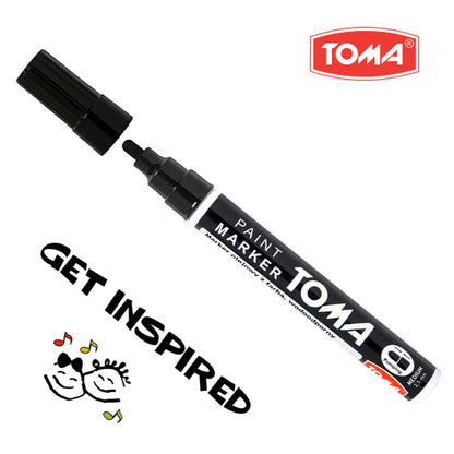 Black Oil-Based Paint Marker Pen Permanent - 2.5mm Round Tip, Fast-Drying Waterproof Ink - Universal for All Surfaces