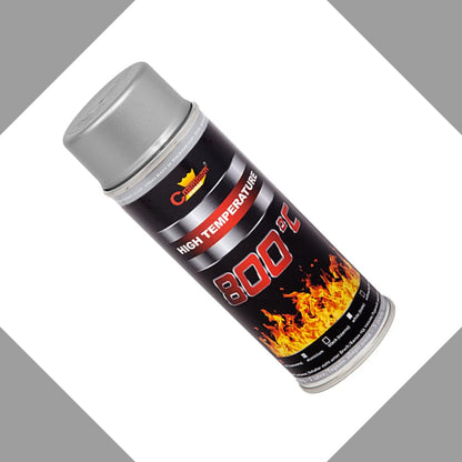2 x 400 mL Silver RAL 9006 Heat-Resistant Enamel Paint Silicone-Based Up to 800 C - High Temperature Metal Coating