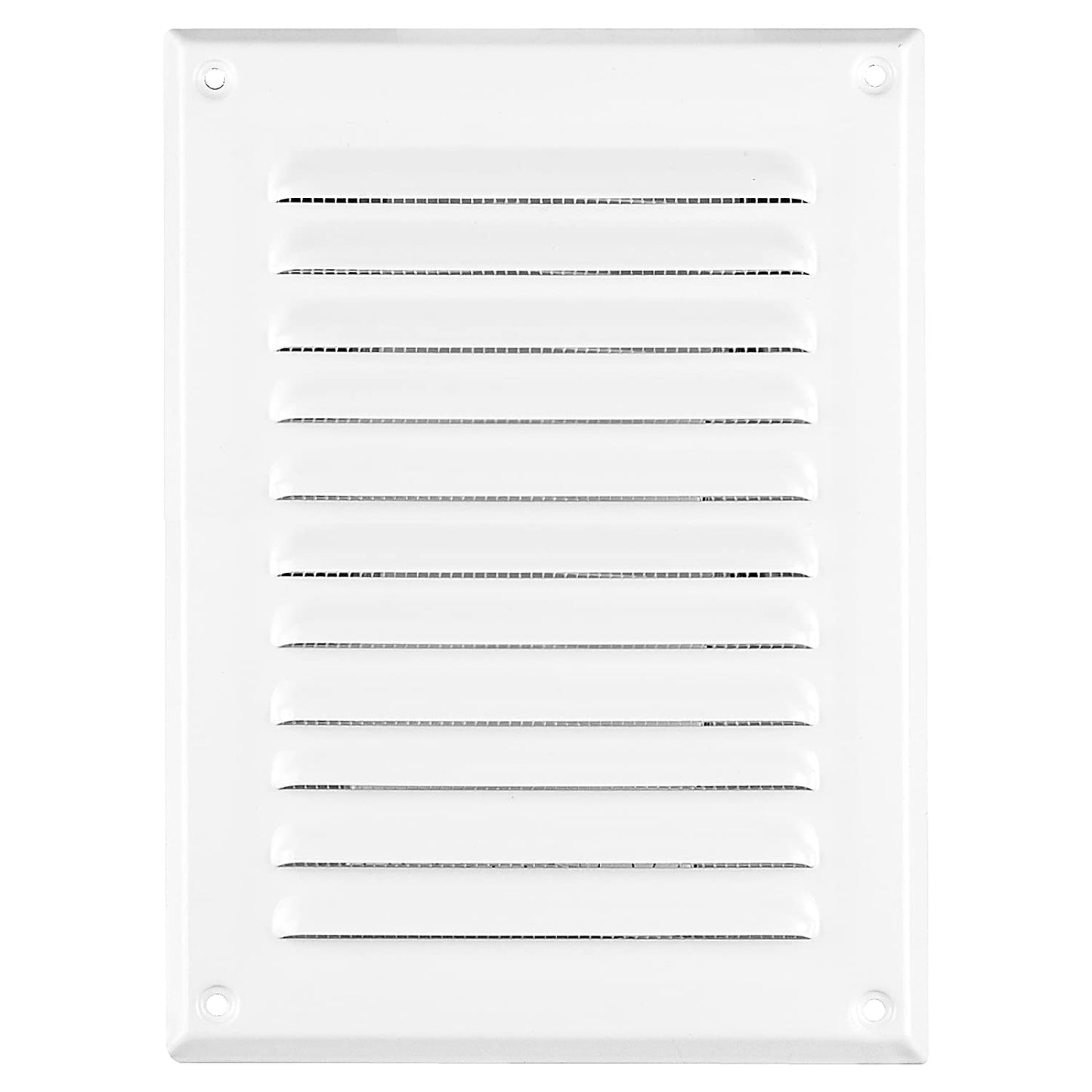 White Metal Air Vent Grille with Fly Screen Flat Ducting Ventilation Cover (165 x 240 mm)