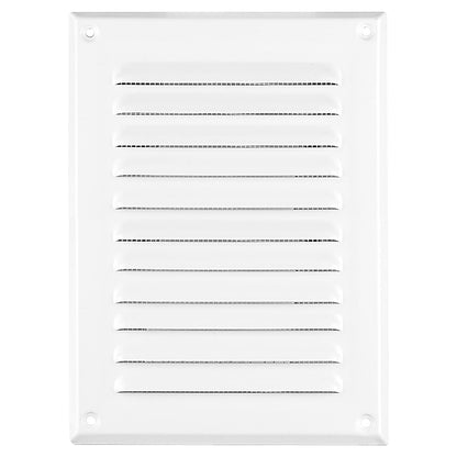 White Metal Air Vent Grille with Fly Screen Flat Ducting Ventilation Cover (165 x 240 mm)
