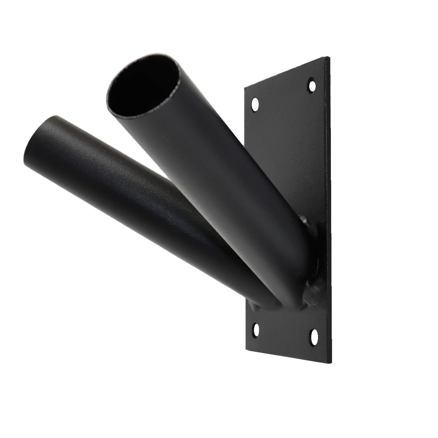 Double Flag Pole Holder - Wall Mounted Flag Pole Bracket, Powder Coated (Black), Rust and Weather Resistant, Heavy Duty