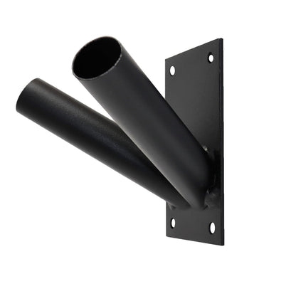 Double Flag Pole Holder - Wall Mounted Flag Pole Bracket, Powder Coated (Black), Rust and Weather Resistant, Heavy Duty