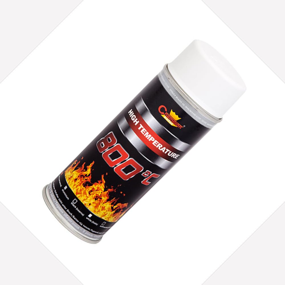 2 x 400 mL White RAL 9003 Heat-Resistant Enamel Paint Silicone-Based Up to 800 C - High Temperature Metal Coating