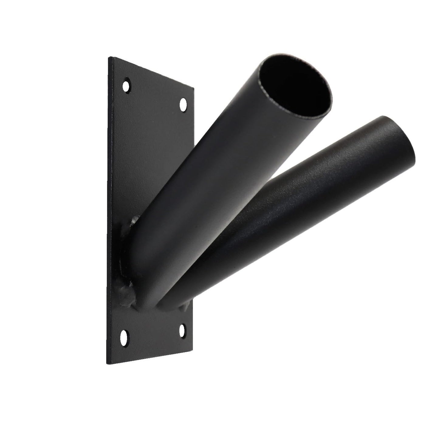Double Flag Pole Holder - Wall Mounted Flag Pole Bracket, Powder Coated (Black), Rust and Weather Resistant, Heavy Duty