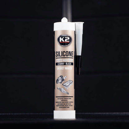 K2 Black Silicone 300g High-Temperature +350 C Gasket Maker - Sealant for Engine Parts & Automotive