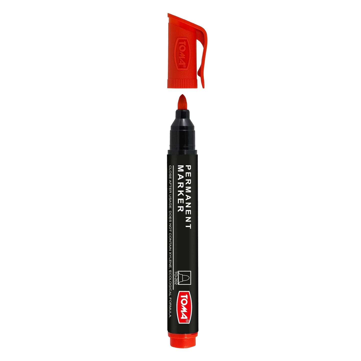 Red Permanent Marker Pen - Waterproof 2.0 mm Fibre Tip - Durable Writing Marker for Cardboard, Plastic, Metal, Glass, Wood