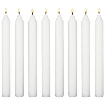 White Table Household Dinner Tapered Candles, Decorative Household Candles, 6 Hours Burning Time, 18cm / 7" Long (Pack of 8)