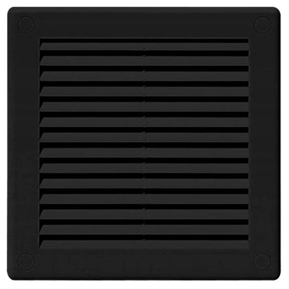 Black Louvred Wall Vent Grille with Flyscreen and Screw Covers, 300 x 300 mm, Air Ventilation Duct Cover with Flat Back