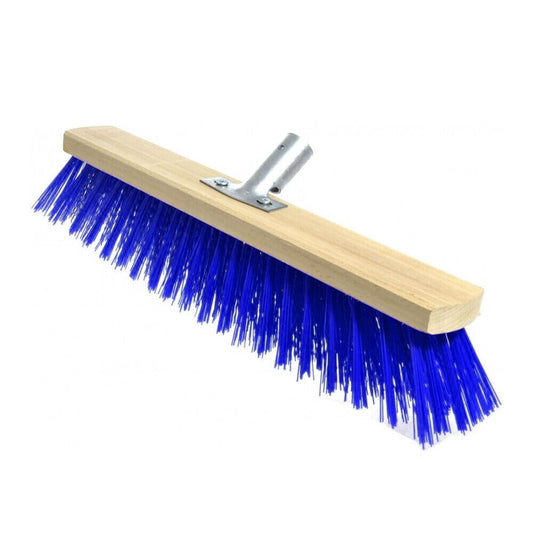 Heavy Duty Garden Broom Head, Outdoor 20" Synthetic Hard Bristle Sweeping Brush for Cleaning Gardens, Yards, Patios (Blue)