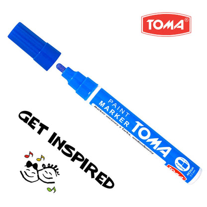 Blue Oil-Based Paint Marker Pen Permanent - 2.5mm Round Tip, Fast-Drying Waterproof Ink - Universal for All Surfaces
