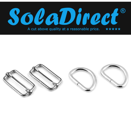 60 Pcs Buckles Set for 25 mm / 1" Webbing Strap, 30 x D Rings and 30 x Triglide Sliders, Metal, Silver, Accessories, Straps, DIY