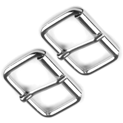 2 x 20 mm Belt Buckles Single Prong Square Replacement Buckle Men Women Belt, Metal, Silver