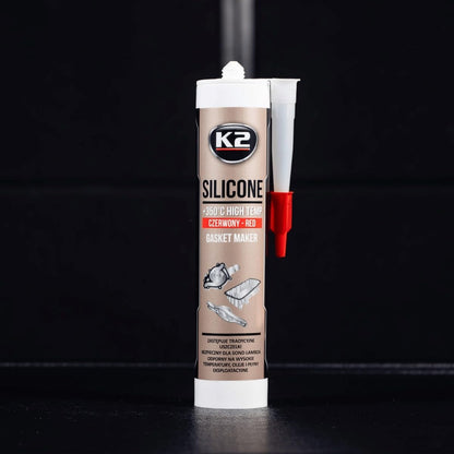 K2 Red Silicone 300g High-Temperature +350 C Gasket Maker - Sealant for Engine Parts & Automotive