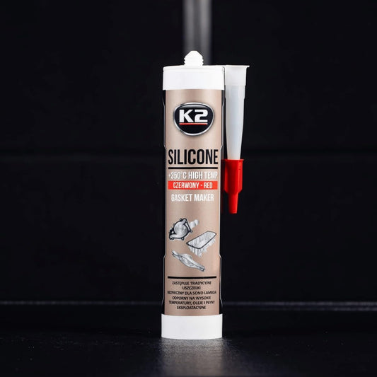 K2 Red Silicone 300g High-Temperature +350 C Gasket Maker - Sealant for Engine Parts & Automotive