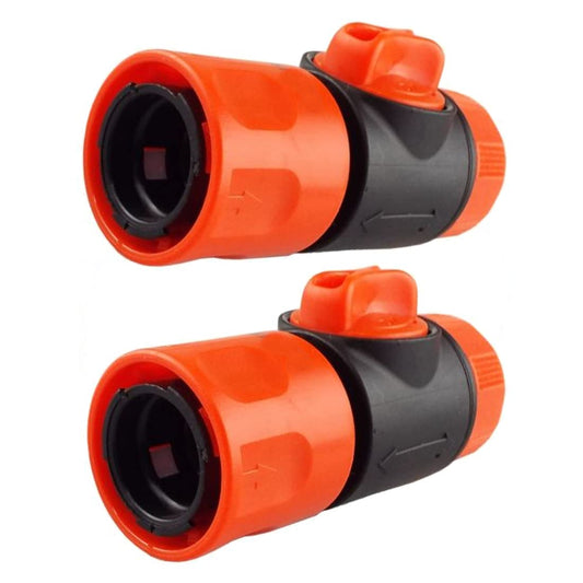Female In-Line Hose Connector with Built-in Valve for Join Garden Hose Pipe Tube Male and Female Connector Extender (Pack of 2)