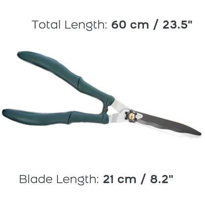 23" Steel Hedge Shears, Garden Shears Scissors Pruner Trimmer - Anti-Slip Handles, Wave Blade, Shock Absorber, Pressure Adjustment